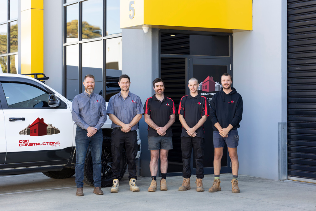 The CGC Constructions team outside their Croydon workshop
